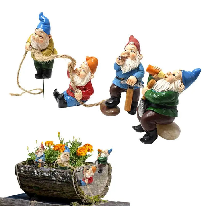 Ornements miniatures 4pcs/set Fairy Garden Drunk Gnomes